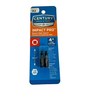 Century Drill & Tool #2 Square High Impact Pro Torsion Screwdriver Bits 66152